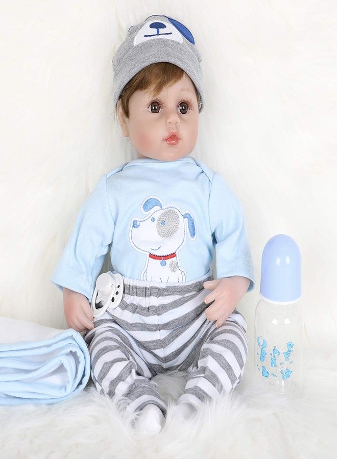 ENADOLL Reborn Baby Doll Realistic Silicone Vinyl Baby Blue Dog Boy 16 inch Weighted Soft Body Lifelike Doll Gift Set for Ages 3+ - Image 3